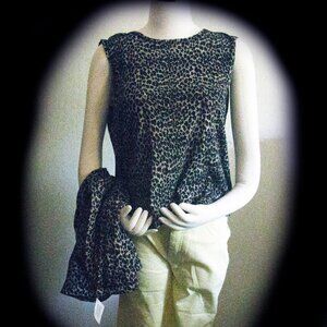 WASHABLE LEOPARD PRINT 2-PIECE SILK BLOUSE SET - CT2ANM1